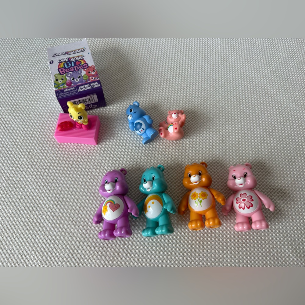 Carebears Lot of 7 Toys Including 4 Posable Figures